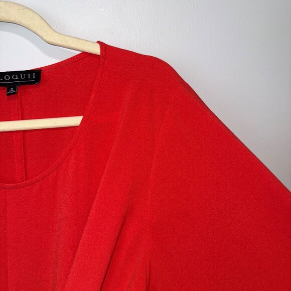 Eloquii Red Deep Coral Tie-Front Dress With Sleeves Size 18 - Picture 2 of 7